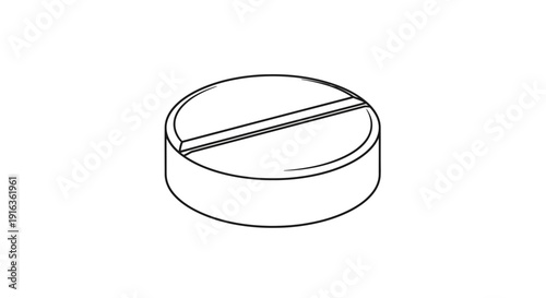 Round Pill with Score Line, Medical Tablet, Pharmaceutical Dosage, Health Care Icon