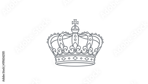 Royal Crown Outline Icon, Vector Illustration of a Regal Symbol of Power and Authority