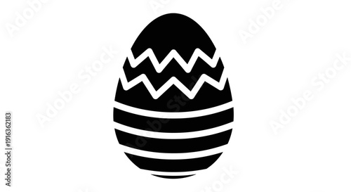 Black and white striped easter egg with zigzag pattern isolated on white Vector