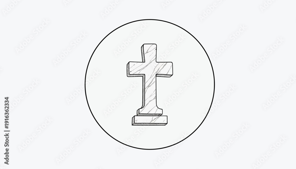 Fototapeta premium Pencil Sketch of a Christian Cross Symbol in a Circle