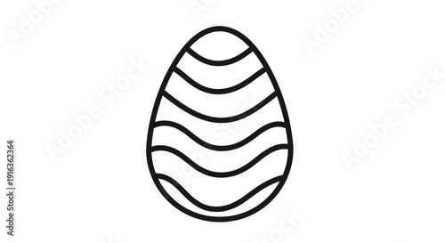 Egg shape design with wavy lines, minimalist egg illustration, simple egg art Vector