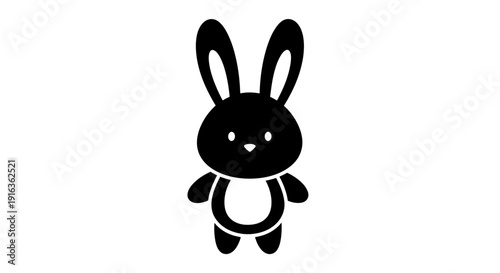Cute black and white cartoon rabbit character illustration vector design Vector