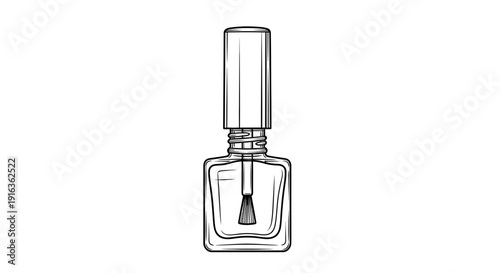 Nail Polish Bottle and Brush Sketch - Beauty and Cosmetics