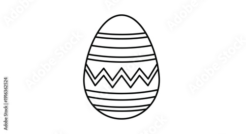Easter egg design with striped and zigzag patterns on white background Vector