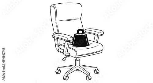 Office chair with weight on seat, symbolizing pressure, stress, and heavy workload