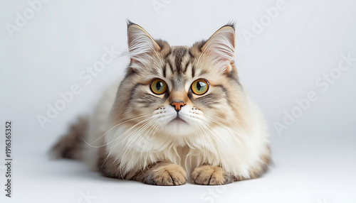 A curious siamese cat with striking blue-green eyes looking directly at the camera isolated on white background, Vector