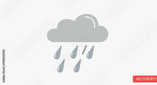 Rain Cloud With Raindrops Falling.