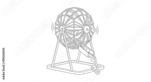 Line Art Bingo Lottery Machine Spinning Balls for Game of Chance