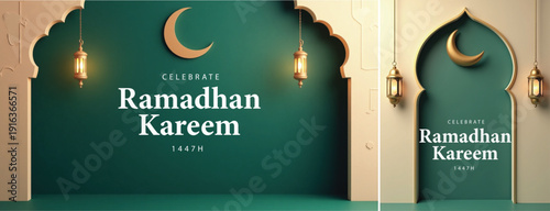 elegant islamic ramadan celebration background, Ramadhan kareem background for banner & social media template