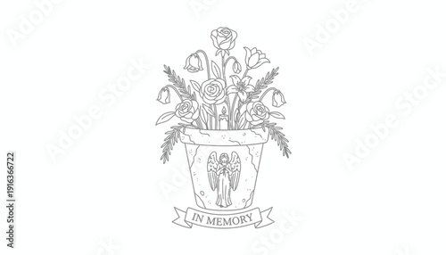 In Memory Of Angel Flower Pot Sketch