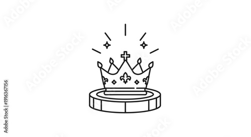 Golden Crown on Pedestal, Symbol of Royalty, Power, and Success