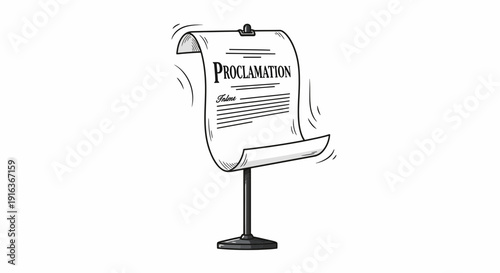 Hand-drawn Proclamation Document on Stand