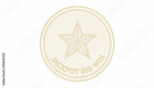 Golden Star Emblem with Jackpot Big Win Text
