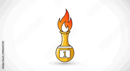 Golden Trophy with Flame and Number 1, Symbol of Victory and Achievement
