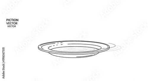 Empty Plate Spinning on White Background, Vector Illustration