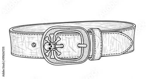 Grunge Leather Belt with Skull Buckle - Vintage Style Accessory