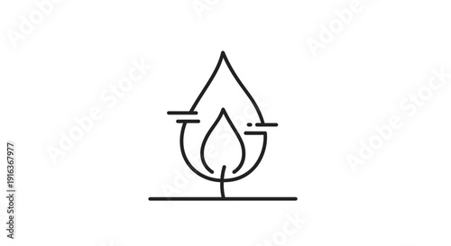 Eco-friendly energy concept: leaf with flame inside a drop shape, clean energy symbol