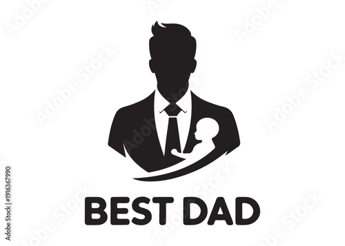 best dad logo silhouette vector, fatherhood silhouette vector illustration, father and son logo silhouette, gentleman logo silhouette, happy fathers day logo vector silhouette on white background