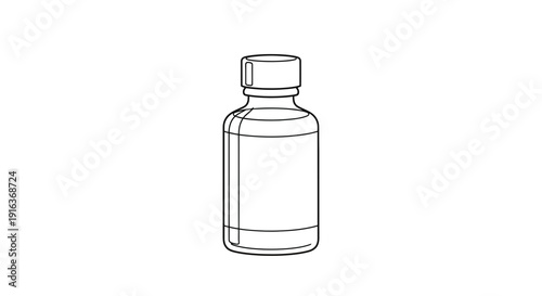 Clear Glass Bottle with Label, Liquid Medicine or Serum, Medical or Cosmetic Container