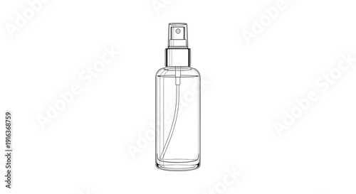 Clear Glass Spray Bottle with Liquid and Straw, Isolated on White Background