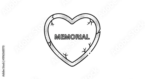 Broken Heart Memorial Stone with Cracks and Text