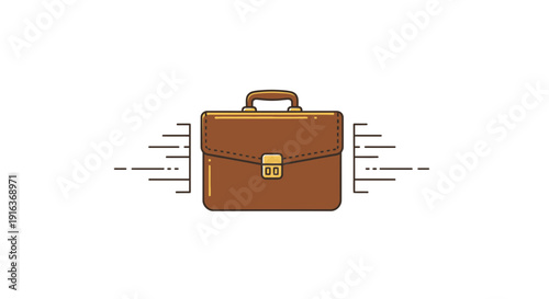 Brown Leather Briefcase Moving Fast with Motion Lines