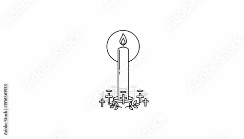 Candle with Crosses and Haloes, Religious Symbol, Hope, Faith, Spirituality, Memorial