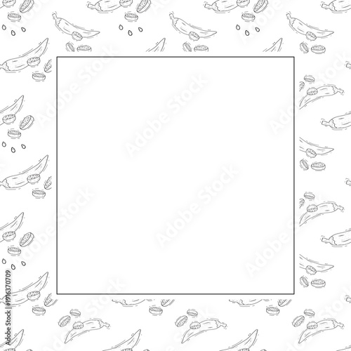 Hand drawn chili pepper square frame, hot chili frame vintage background