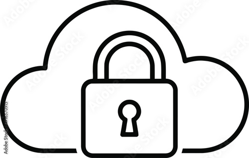 Cloud storage security with a padlock on a for data protection