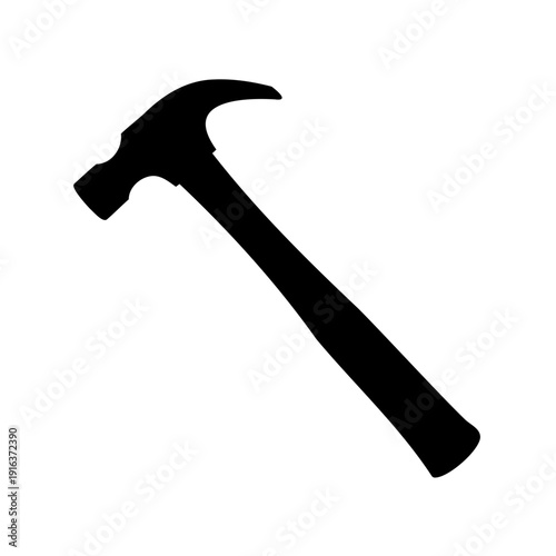Claw hammer silhouette, handyman and building tool icon Vector