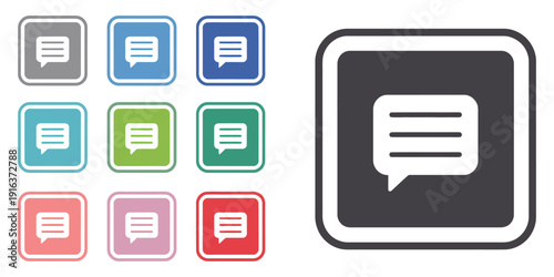 Black video with subtitles icon isolated on white background, colorful icon set for media playback, captioned videos, streaming platforms