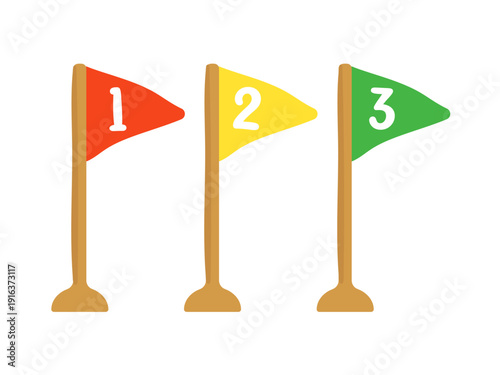 1,2,3と書かれた三角形の旗　イラストセット