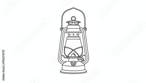 Vintage Oil Lantern, Old Kerosene Lamp, Retro Lighting, Isolated on White Background