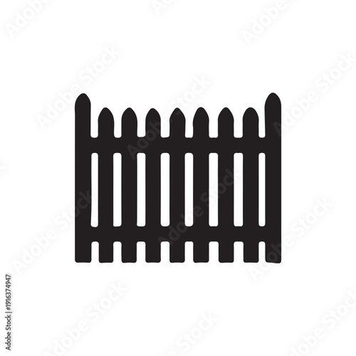 Classic wooden picket fence silhouette vector isolated on white background