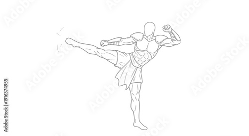 Warrior Performing Side Kick in Dynamic Pose - Martial Arts Action
