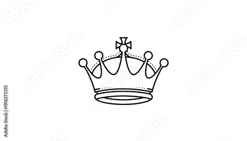 Simple Line Art Crown Icon, Royal Symbol, Elegant King Queen Symbol