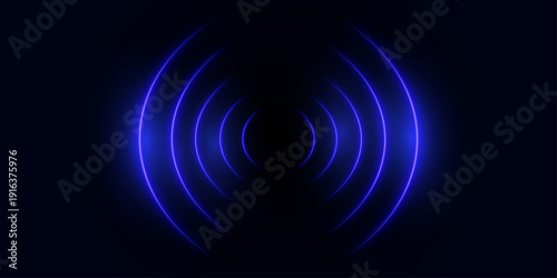 Glowing Radar Circular Light Concentric Affect. Wifi Wave. Vector, Signal.