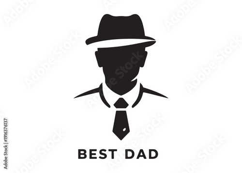 best dad logo silhouette vector, fatherhood silhouette vector illustration, father and son logo silhouette, gentleman logo silhouette, happy fathers day logo vector silhouette on white background