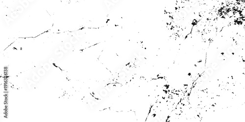 Black White Cracked Concrete Grunge Texture, Scratch and Fissure Wall Pattern, Distressed Urban Vector Design.