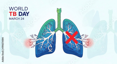 World tb day march 24th lung health awareness illustration