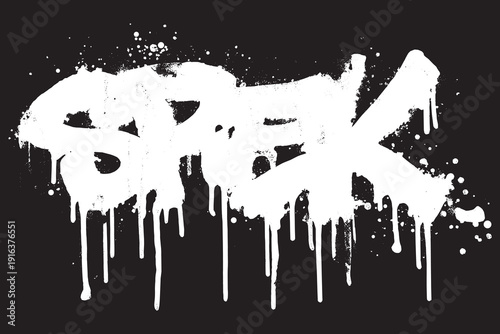 Graffiti paint strokes, a set of thick black  with heavy drips running down, isolated on solid white background, street art tag style.
