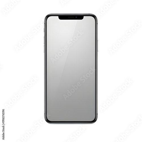 Modern smartphone with sleek design and blank screen displayed front view