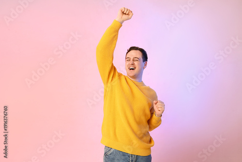 Handsome young happy man on...