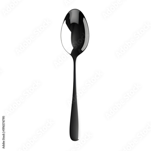 Black spoon viewed from the side on a white background