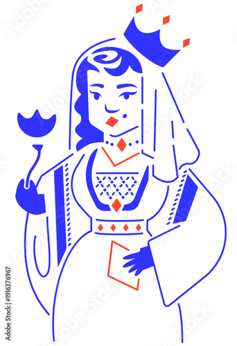 Dame de carreau enseigne carte à jouer jeu de société couleur rouge