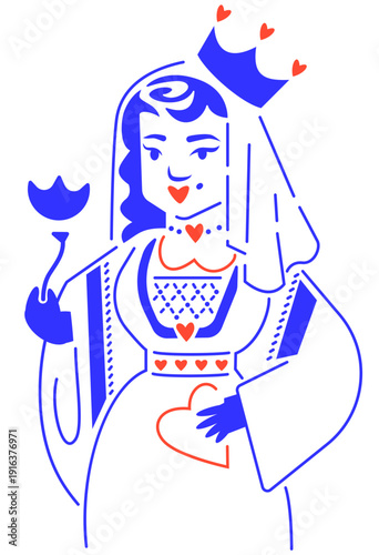 Dame de cœur enseigne carte à jouer jeu de société couleur rouge