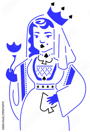 Dame de pique enseigne carte à jouer jeu de société couleur et noir