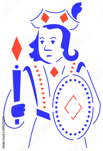 valet de Carreau enseigne carte à jouer jeu de société couleur et noir