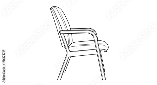 Modern Armchair Sketch, Side View - Minimalist Furniture Design Illustration