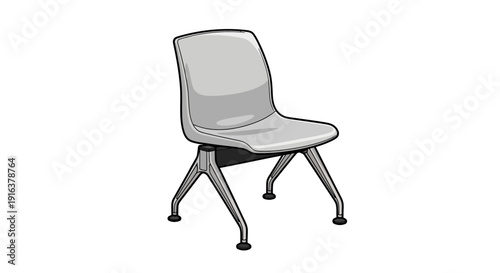 Modern Gray Waiting Room Chair with Metal Legs